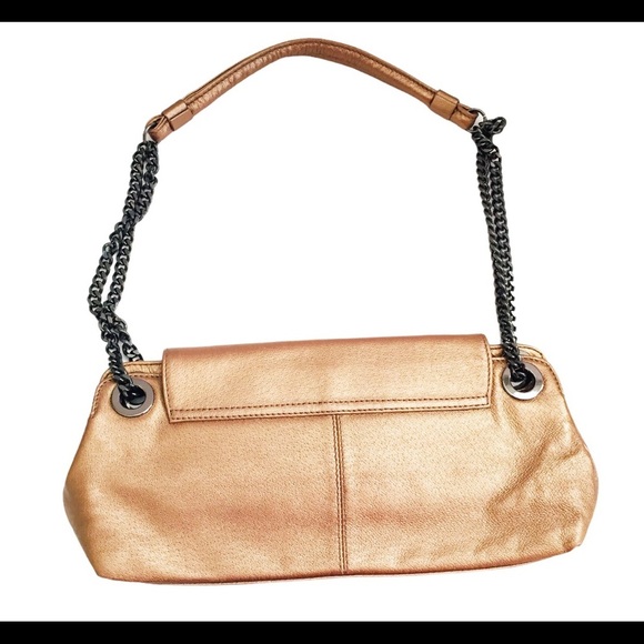 HYPE Leather Y2K Style Chain Handbag With Front Clasp Buckle Rose Gold One Size - Picture 5 of 8